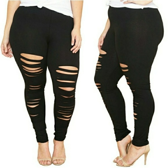 S-L, 1x-3x PLUS SIZE LASER CUT PLUS LEGGINGS - Picture 4 of 5